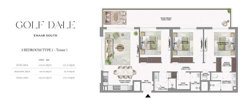 3 bedroom apartment floor plan